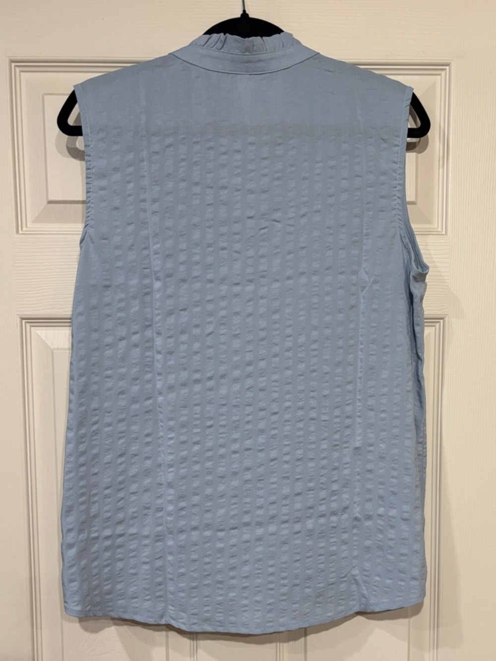 2/$30 Modern Ambition Women's Sleeveless Mock Neck Blouse in Light Blue - Picture 5 of 8